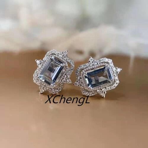 New fashion aquamarine diamond earring jewelry for lady&party&gift