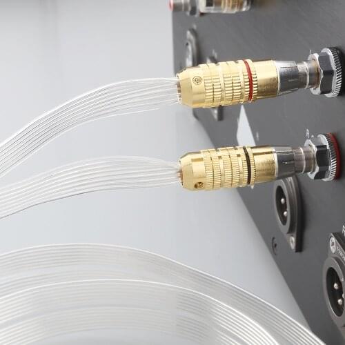 New Hi-End CF275 ribbon audio speaker cable OCC silver plated Hi-end Loudspeaker Cable with silver plated RCA plug