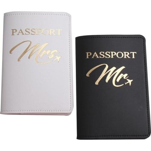 Mr Mrs Lover Couple Passport Cover Embroidery Letter Passport Case Women Men Travel Accessories Passport Holder Covers Case