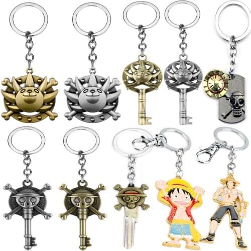 One Piece Anime Keychain Key Chain Luffy Zoro Sanji Nami hat Key Ring Car Charm Holder Chaveiro Pendant keyring Fashion Jewelry