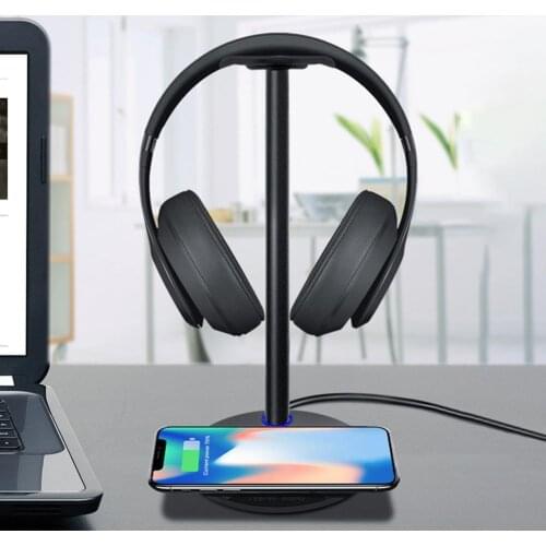 Original Fast Wireless Charging Headphone Stand Fast Charging Speed Headset Holder with LED For All Qi Phone