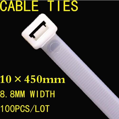 10*450mm Black White Lock Type Plastic Nylon Tie Computer Line Fixed Seal Wraps Network Cable Cord Wire Tie 100pcs/lot