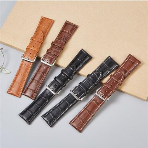 Business Embossed Leather Watchband Genuine Calfskin Straps 16 18 20 22 24mm Comfortable Bracelet for Mens Watches Band