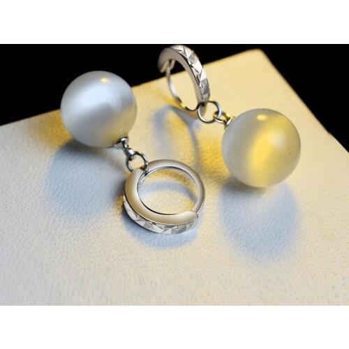 Romantic 925 Sterling Silver 10MM Opal Round Ball Stud Earrings for Women Wedding Engagement Jewelry eh784