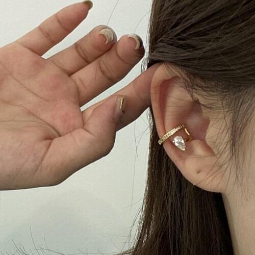 Chic Gold Color Water Heart Crystal Clip on Earrings Crystals Ear Cuff Fake Earrings Faux Piercing Earcuff Jewelry