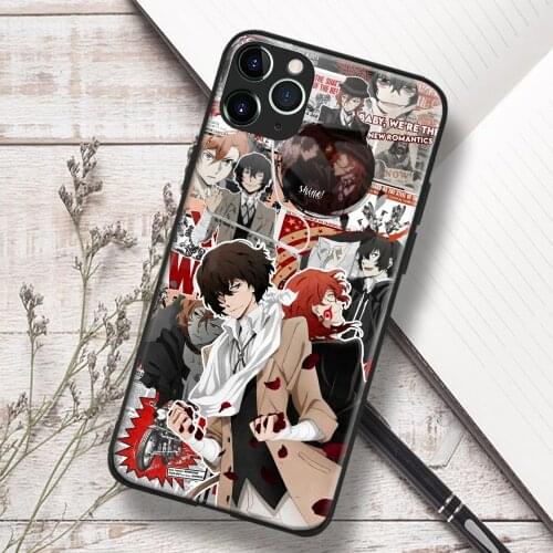 Soukoku Dazai Osamu Bungou Stray Dogs Anime Soft TPU Glass Phone Case for IPhone SE 7 8 Plus X Xr Xs 11 12 Mini Pro Max Samsung