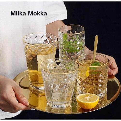 Glass Cup Diamond Square Geometric Drinking Glass Water Glass Wine Glass Cups Transparent Fruit Juice Beer Cup