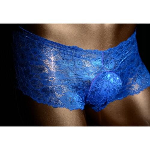 Sexy Men Lace U Convex Pouch G-string Sheer G-string COCk Ring Sexy Brief Candy Color Low Rise Gay Wear Plus Size Bottom Wear 12