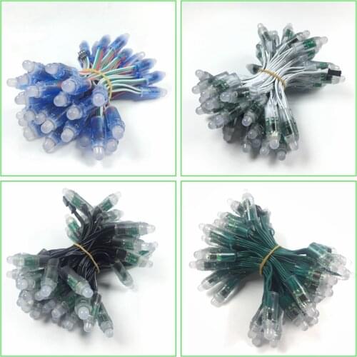 50pcs/Unit DC5V / 12V WS2811 LED Pixel Module,Black/Green/RGW Wire String Lights Christmas Holiday,Addressable,IP68 Waterproof