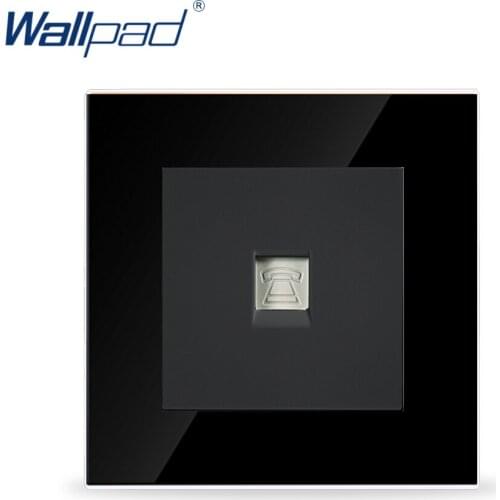 Tel Socket CE Approved Wallpad Black Crystal Glass 110V-220V UK EU European Tel Socket Telephone Socket Outlet
