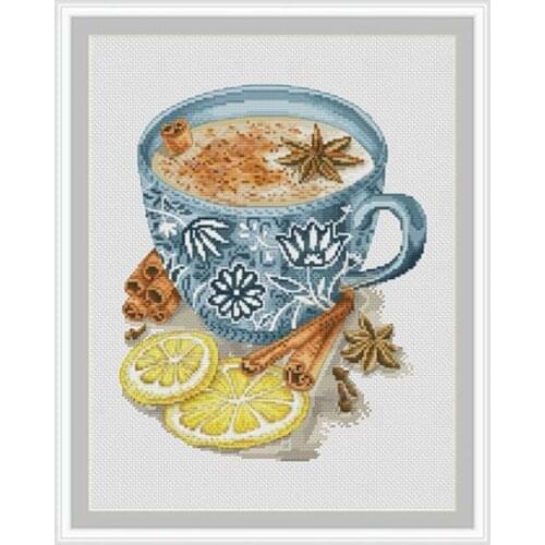 TOP Coffee cup patterns Counted Cross Stitch 11CT 14CT 18CT DIY wholesale Chinese Cross Stitch Kits Embroidery Needlework Sets