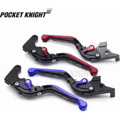 Brake Clutch Lever For YAMAHA MT-09 MT09 Tracer FZ-09 2014-2018 15 16 17 Titanium+Blue Folding Extendable Motorcycle logo MT-09