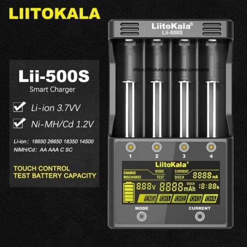 Liitokala Lii-500S Lii-500 Battery Charger, Charging 3.7V 21700 26650 18650 18350 16340 10440 14500 1.2V AA AAA NiMH Battery