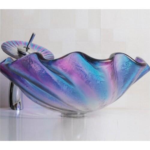 Bathroom Tempered Glass Wash Sink Club Toilet Washbowl Countertop Sink Personality Dreamed Whirlwind Art Basin+ Faucelt +Drainer