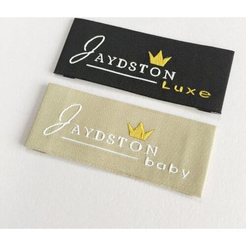 High Density Custom Private Tag Design Brand Name Logo Clothing Garment Sewing Damask Fabric Neck Woven Label