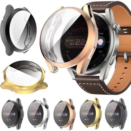 Plating TPU Protective Case Cover For Huawei Watch 3 Full Screen Protector Shell Frame for Huawei Watch 3 Pro Watch Case