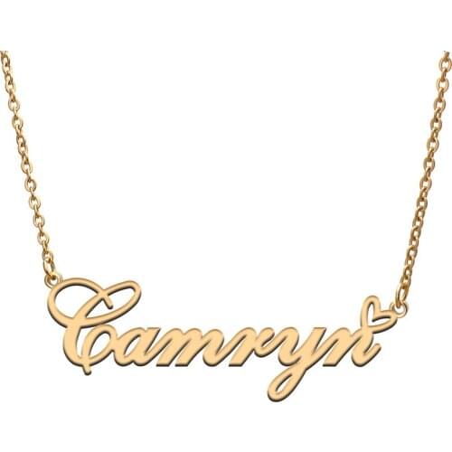 Love Heart Camryn Name Necklace for Women Stainless Steel Gold & Silver Nameplate Pendant Femme Mother Child Girls Gift