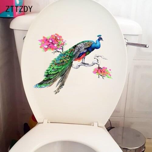 ZTTZDY 24CM×18.9CM Classical Painting Home Wall Stickers Mural Hand Drawn Peacock WC Toilet Decoration T2-0936