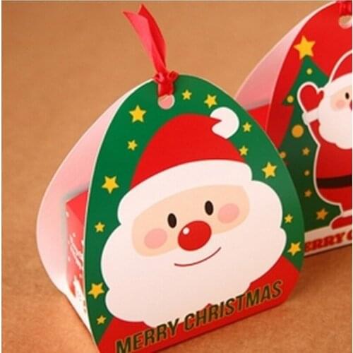 10pcs Lovely red double faced Santa Claus gift box Christmas decorations old men candy box wholesale