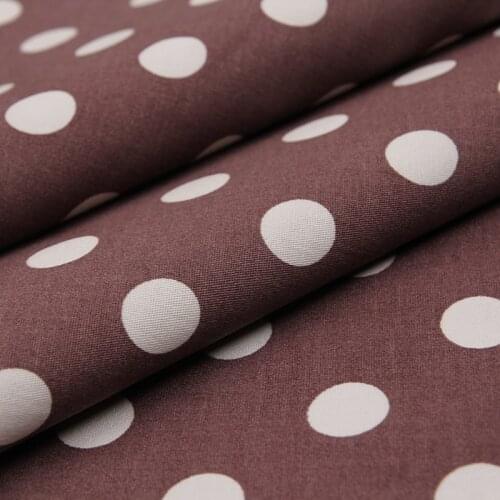 100% cotton sateen white dots coffee fabric for sewing women clothing upholstery tissue wedding dress by 140cm width