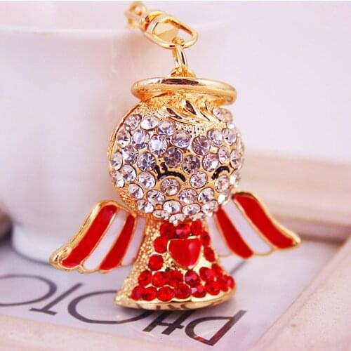 12pcs/lot YWbeyond Crystal Rhinestone color angel Keychain Car keyrings baby shower and wedding return gifts
