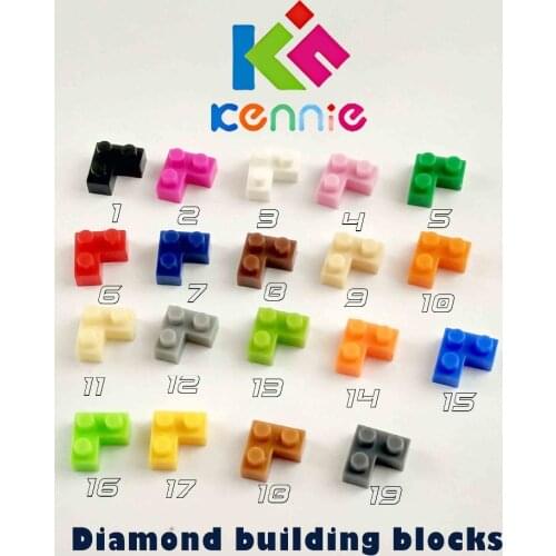 12600pcs/lot Kennie mini NO.2420 Bulk color Parts bulk CORNER PLATE 1X2X2 Diamond building blocks Parts DIY toys for gifts