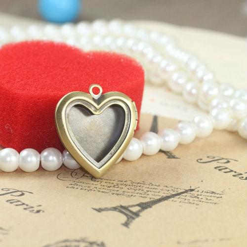 Wholesale 2pcs ANTIQUE BRONZE 20mm Heart-Shaped Photo Locket Frame Charm&Pendant Findings for DIY Necklace Jewelry Making