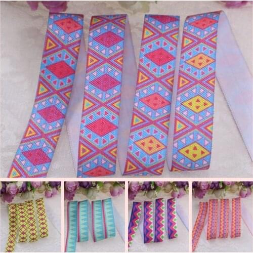 20 designs 5/8" heat transfer Aztec fold over elastic 100yards/lot, welcome custom printed