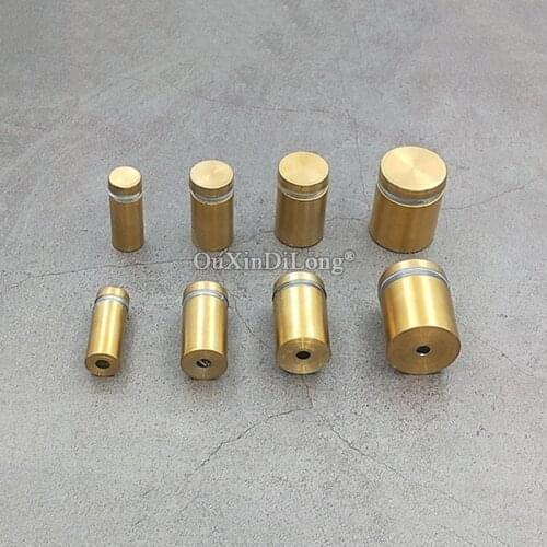 200PCS Stainless Steel Hollow Gold Advertising Nails Screws Bolt Glass Standoffs Pins Billboard Screws 8 Sizes for Choose