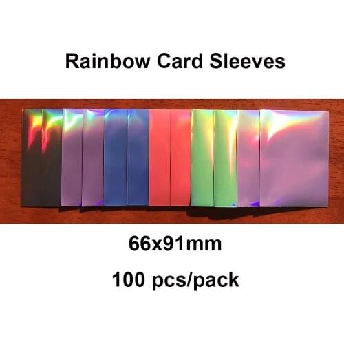 200 PCS/LOT Rainbow Holographic Cards Sleeves,Foil Cards Protector Trading Cards Shield Magic Laser Cover PKM/YGO Sleeve 66x91mm