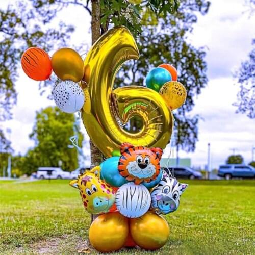 2021 New 30inch Birthday Number Foil Balloon Jungle Animal Zoo Theme Balloons Set Kids Birthday Party Baby Shower Decor Supplies
