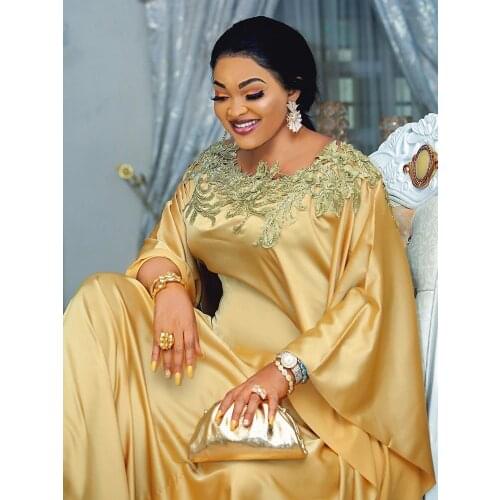 2020 Africa Clothing Robe African Design Bazin Chiffon Long Stick Diamond SLeeve Dashiki Dress Lady African Dresses For Women