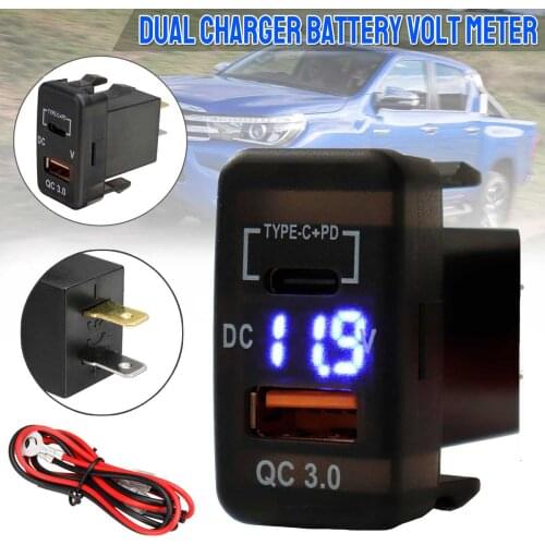 Dual USB Car Charger Adapter for Toyota Landcruiser Prado FJ Cruiser Hiace RAV4 Dashboard Socket with Digital Display Voltmeter