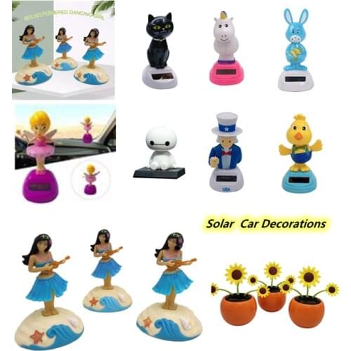 Car Ornament Automobiles Decoration Dancing Hula Girl Solar Toys Swinging Bobble Toy Gifts Auto Interior Home Decor Accessories