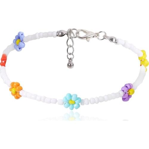 Handmade Beaded Anklet For Women Adjustable Colorful Anklet Bracelet On The Leg Foot Jewelry