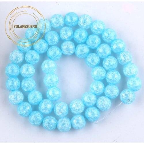 Natural Stone Blue Snow Cracked Crystal Beads For Jewelry Making Diy Round Loose Spacer Beads Bracelet Necklace 6/8/10/12mm 15