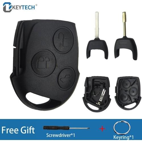 OkeyTech 3 Button Remote Car Key Shell For Ford Mondeo Focus 2 3 Festiva Fiesta Transit Straight key Case Cover FO21/HU101 Blade