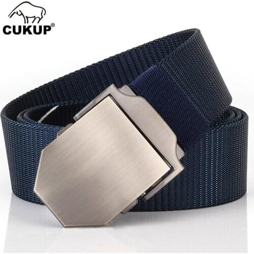 CUKUP 2018 New Designers Mens High Quality Nylon Belt Zinc Alloy Buckle Metal Leisure Canvas Belts for Men 3.8cm Wide CBCK133