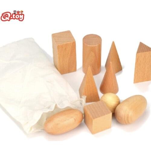 Wooden Balance toy stacking block DIY assembly Shapes 3D natural wooden shapes Geometry Bricks Solid Montessori cognitive toys