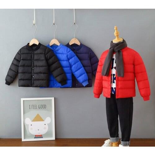 Childrens Down Padded Jackets High Quality Fashion Kids Outerwear Regular Solid Double Breasted Children Coats