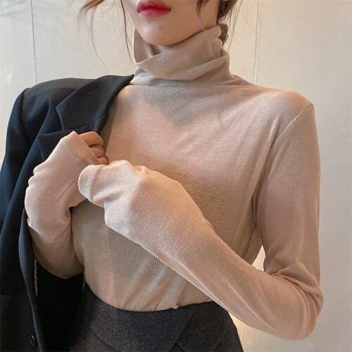 Retro Lazy Turtleneck T-shirt Womens T-shirts Tops Japanese Kawaii Ladies Ulzzang Female Korean Harajuku Clothes For Women