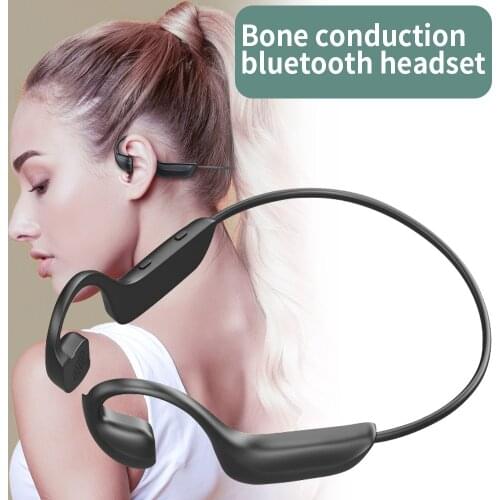 Bone Conduction Earhook Headset with HiFi Stereo Bluetooth 5.0 Wireless Ear-mounted Waterproof Sports Headphones for Phone