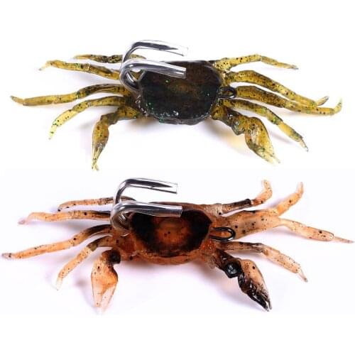 HEGNJIA 2pcs 33g Artificial Crab Bait 3D Lifelike Simulation Soft Silicone Fishing Lure with Weight Hook