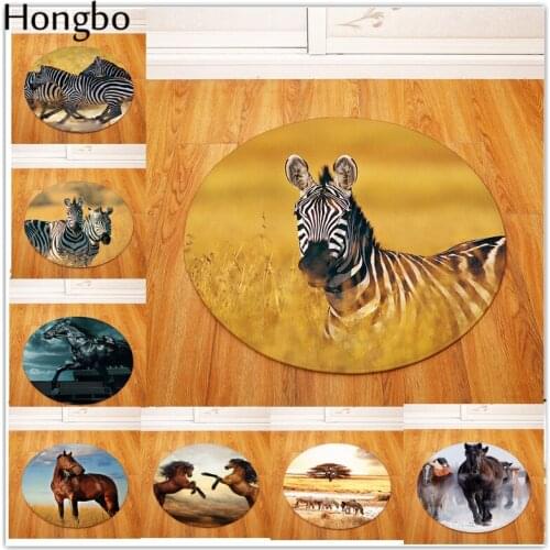Hongbo New Welcome Mats Horse Print Doormats Bathroom Round Kitchen Carpet Home Floor Mats Living Room Anti-Slip Rug 40X60 50X80