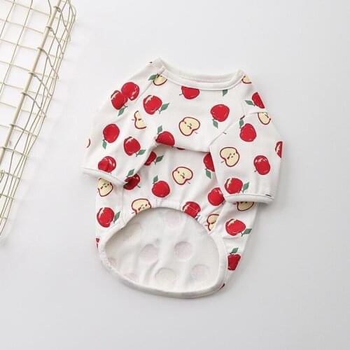 Kawaii Summer Dog Clothes Cute Apple Print Dog Tshirt for Small Medium Dog Spring French Bulldog Dogs Pets Clothing Dropshipping