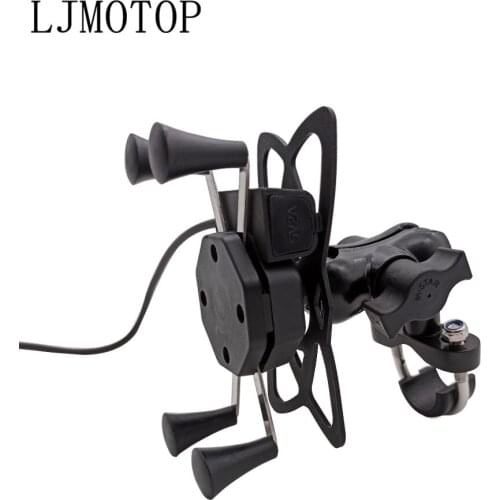 For YAMAHA YZ 125 250 450 250F 450F 250X 250FX 450FX Motorcycle Phone Bracket Handlebar Holder With USB Any Smartphone GPS