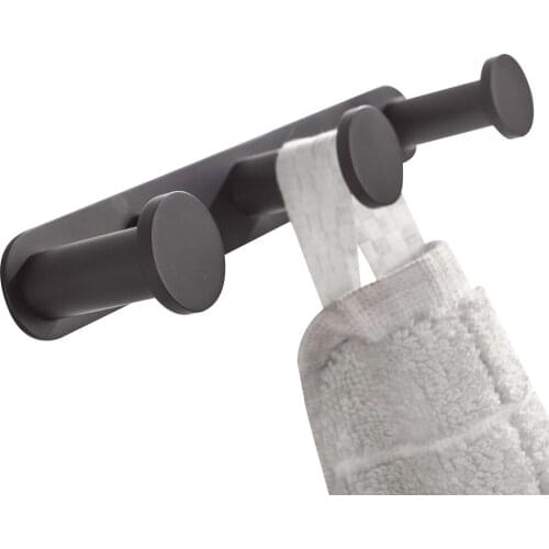 Leyden Stainless Steel Wall Mounted Coat Hook,3 Hooks Black Finish Heavy Duty Towel Holder Round Bathroom Accessory