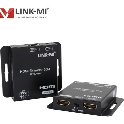 LINK-MI 50m HDMI Extender with loop out over single Cat5e/6 cable Support 1080P 60hz YUV4:4:4 Copy local and remote EDID POC IR
