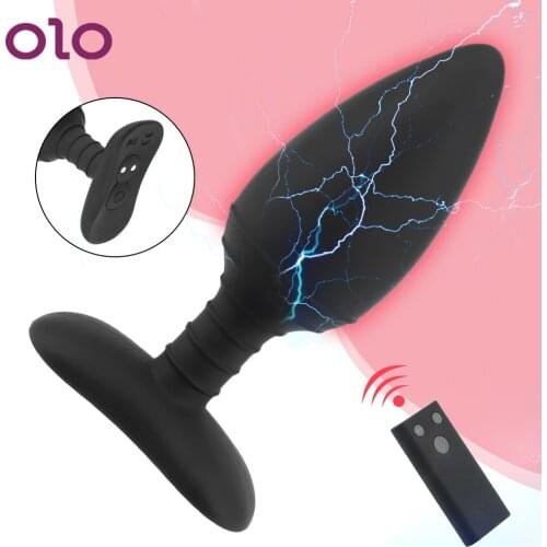 OLO 10 Frequency Prostate Massager Vibrator Electric Shock Anal Plug Vibrator Sex Toys For Men Women Wireless Remote Control