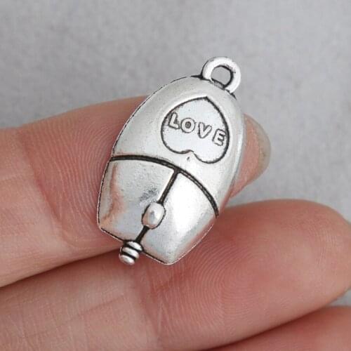 RAINXTAR Fashion Alloy Computer Mouse Charms Love Charms 14*26mm 10pcs AAC661